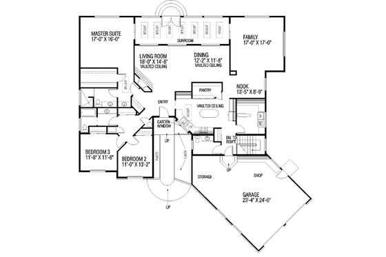 Floor Plan - Main Floor for Traditional House Plan #60-163 - 3 bed, 2.5 bath