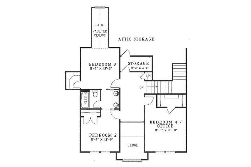 House Blueprint - Floor Plan - Upper Floor for European House Plan #17-2040 - 4 bed, 4.5 bath