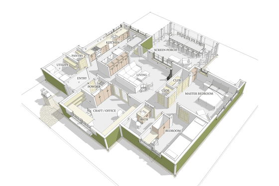 Floor Plan - Main Floor 1 for Bungalow House Plan #460-10 - 2 bed, 1.5 bath