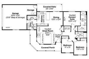 Floor Plan - Main Floor for Country House Plan #124-1066 - 3 bed, 2 bath