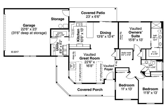 Floor Plan - Main Floor for Country House Plan #124-1066 - 3 bed, 2 bath
