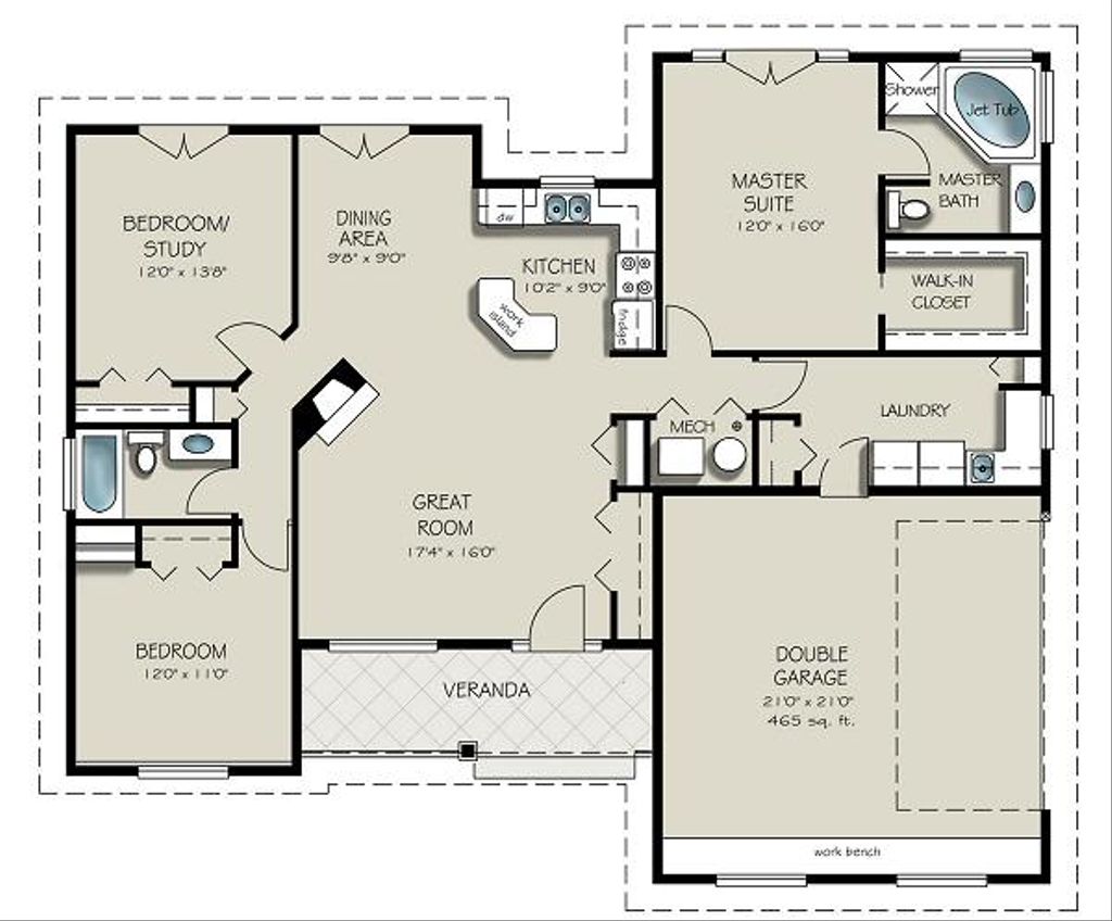 Craftsman Style House Plan - 3 Beds 2 Baths 1550 Sq/Ft Plan #427-5