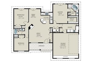 Floor Plan - Main Floor for Ranch House Plan #427-5 - 3 bed, 2 bath
