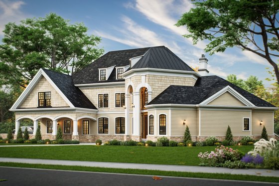 Exterior - Front Elevation 3 for European House Plan #119-152 - 4 bed, 2.5 bath