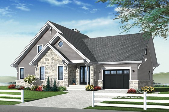 Exterior - Front Elevation for Country House Plan #23-2562 - 3 bed, 2.5 bath