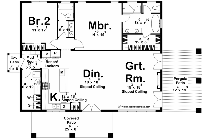 Architectural House Design - Floor Plan - Main Floor for Barndominium House Plan #455-533 - 2 bed, 2 bath