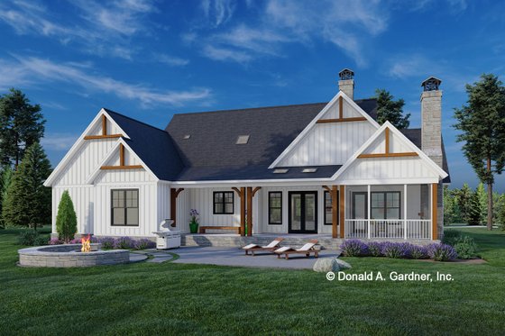 Exterior - Rear Elevation for Farmhouse House Plan #929-1146 - 3 bed, 2.5 bath