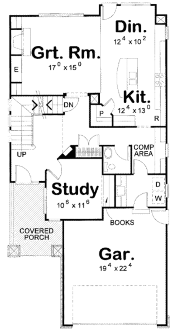House Plan Design - Craftsman Floor Plan - Main Floor Plan #20-1694
