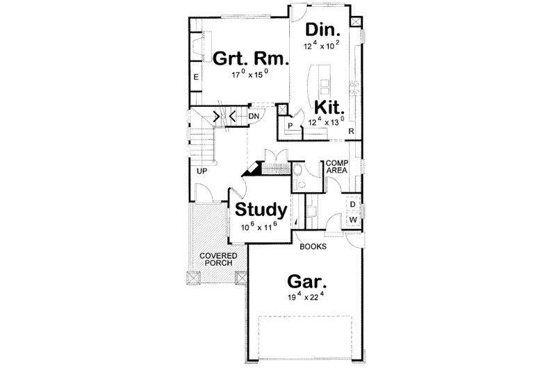 Home Plan - Floor Plan - Main Floor for Craftsman House Plan #20-1694 - 4 bed, 3 bath
