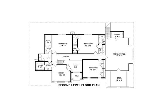 Floor Plan - Upper Floor for Traditional House Plan #81-13812 - 5 bed, 4.5 bath