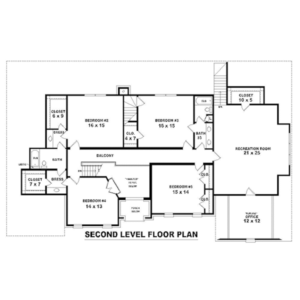 Traditional Floor Plan - Upper Floor Plan #81-13812