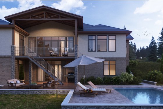 Exterior - Rear Elevation 2 for Traditional House Plan #1066-23 - 2 bed, 2.5 bath