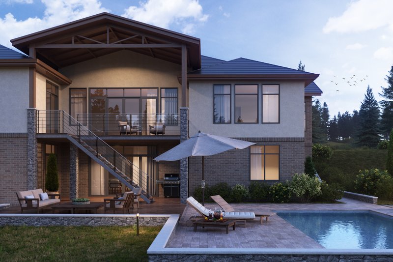 Dream House Plan - Exterior - Rear Elevation 2 for Traditional House Plan #1066-23 - 2 bed, 2.5 bath