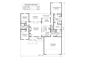 Floor Plan - Main Floor for Farmhouse House Plan #1074-1 - 3 bed, 2.5 bath