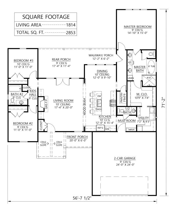 Dream House Plan - Farmhouse Floor Plan - Main Floor Plan #1074-1