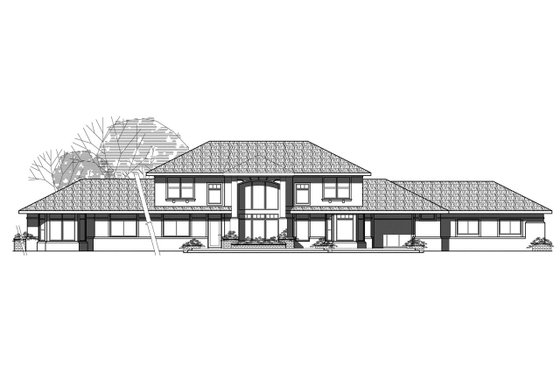 Exterior - Rear Elevation 3 House Plan #124-322 - 4 bed, 4 bath