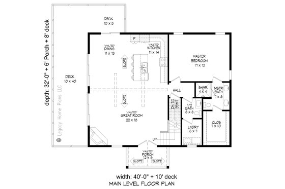 Floor Plan - Main Floor for Southern House Plan #932-795 - 3 bed, 2.5 bath