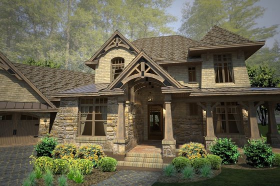 Exterior - Front Elevation 3 for Craftsman House Plan #120-178 - 4 bed, 4 bath