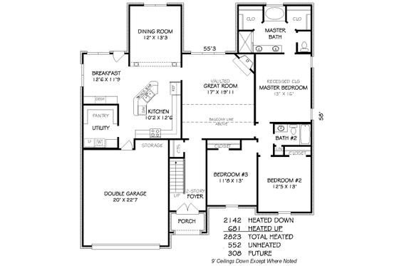 Floor Plan - Main Floor for Traditional House Plan #424-285 - 5 bed, 3 bath