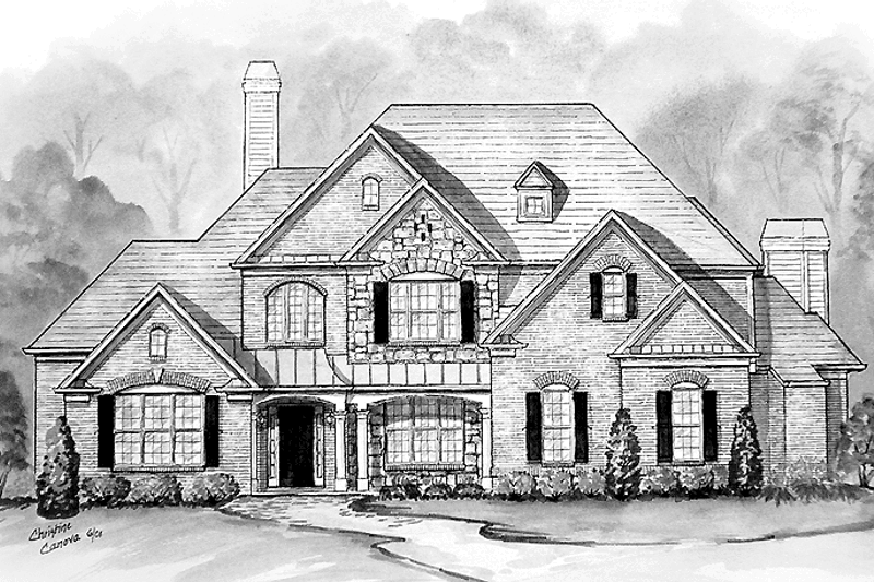 Architectural House Design - Country Exterior - Front Elevation Plan #54-202