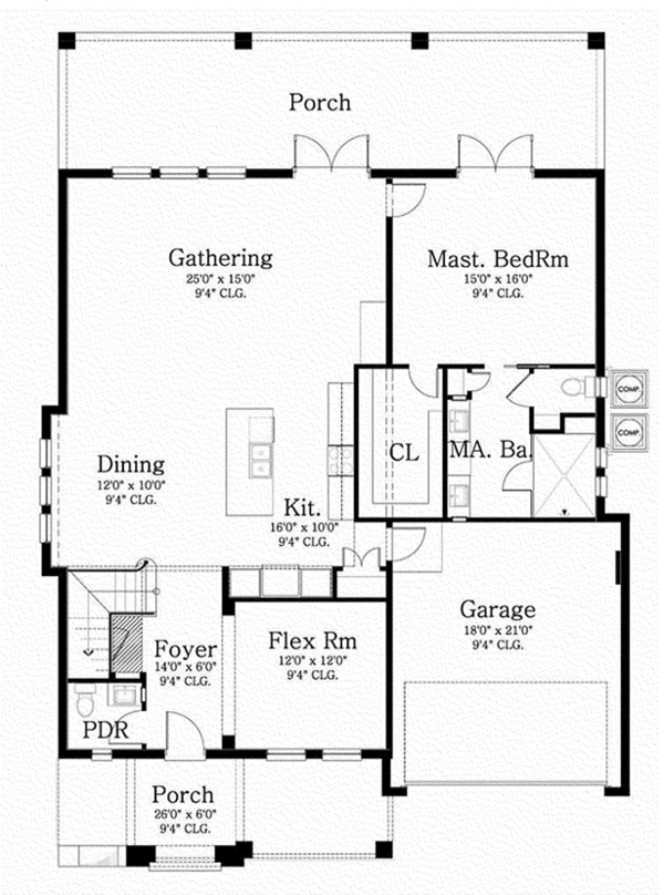 Home Plan - Mediterranean Floor Plan - Main Floor Plan #1058-78