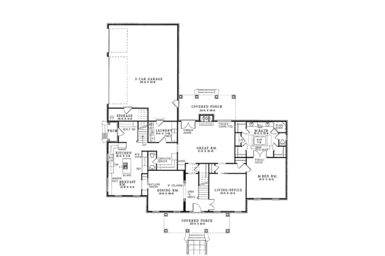 Floor Plan - Main Floor for Classical House Plan #17-2618 - 5 bed, 3.5 bath