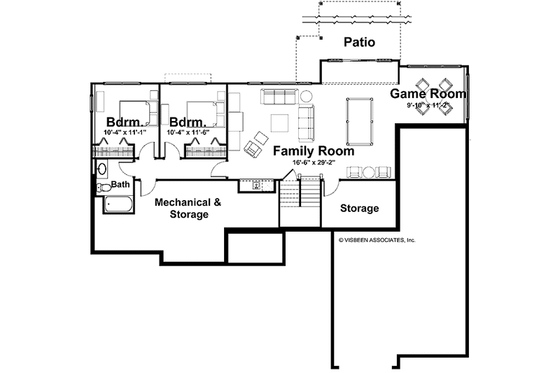 Home Plan - Floor Plan - Lower Floor for Craftsman House Plan #928-152 - 2 bed, 2.5 bath
