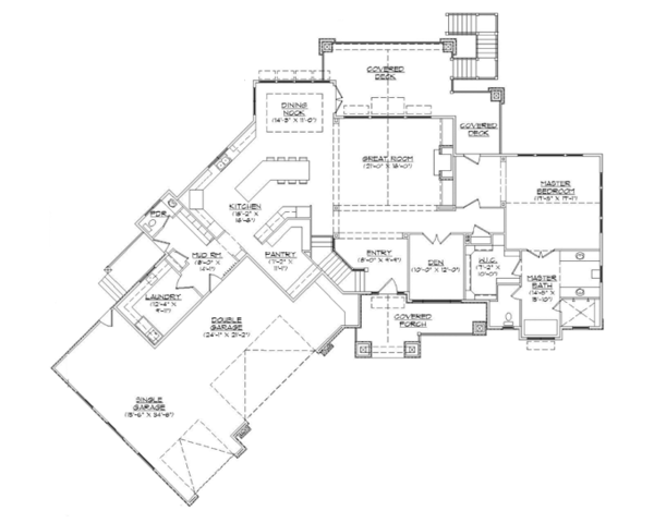 House Blueprint - Craftsman Floor Plan - Main Floor Plan #945-139