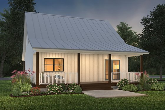 Exterior - Rear Elevation for Cottage House Plan #497-13 - 2 bed, 2 bath