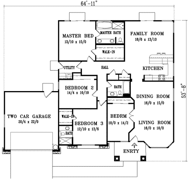 Dream House Plan - Mediterranean Floor Plan - Main Floor Plan #1-1008