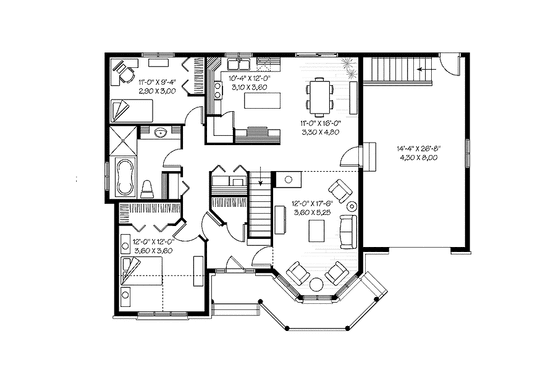 Floor Plan - Main Floor for Country House Plan #23-2401 - 2 bed, 1 bath