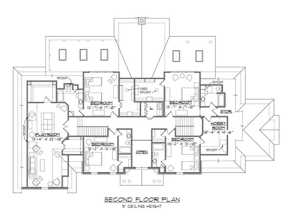 European Floor Plan - Upper Floor Plan #1054-76