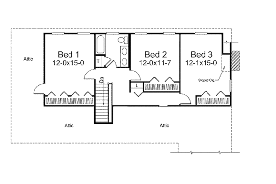 Floor Plan - Upper Floor for Country House Plan #57-539 - 4 bed, 2.5 bath