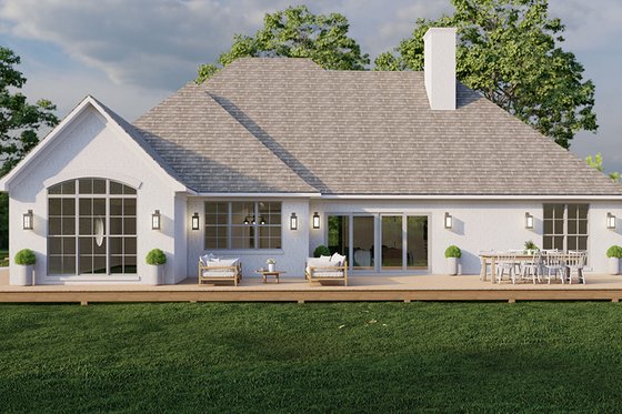 Exterior - Rear Elevation for European House Plan #923-300 - 4 bed, 2.5 bath