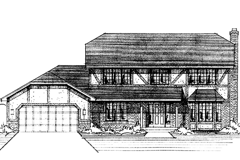 Architectural House Design - Exterior - Front Elevation 3 for Tudor House Plan #51-721 - 4 bed, 2.5 bath