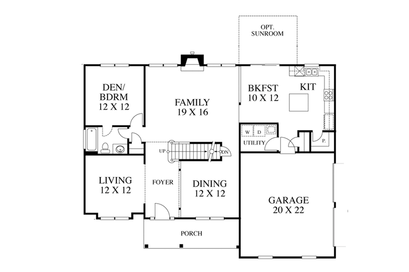 Architectural House Design - Floor Plan - Main Floor for Traditional House Plan #1053-55 - 4 bed, 3 bath