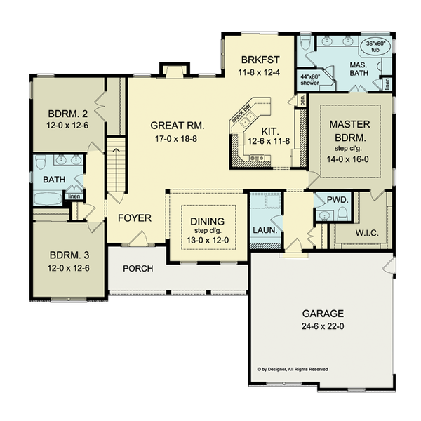 Home Plan - Ranch Floor Plan - Main Floor Plan #1010-34