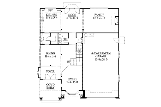 Floor Plan - Main Floor for Craftsman House Plan #132-396 - 3 bed, 2.5 bath
