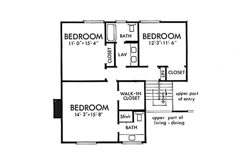 Home Plan - Floor Plan - Upper Floor for Prairie House Plan #320-1305 - 4 bed, 3 bath