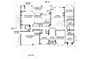 Floor Plan - Main Floor for Mediterranean House Plan #420-190 - 7 bed, 8.5 bath