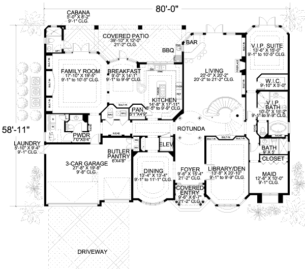 Mediterranean Floor Plan - Main Floor Plan #420-190