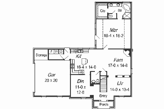 Floor Plan - Main Floor for European House Plan #329-285 - 6 bed, 3.5 bath