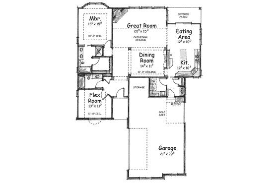Floor Plan - Main Floor for European House Plan #20-1605 - 2 bed, 2 bath