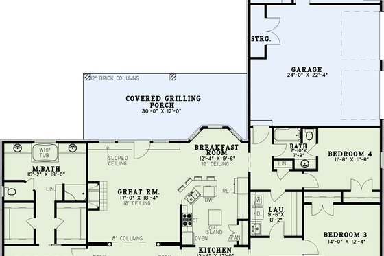 Exterior - Front Elevation 4 for Traditional House Plan #17-648 - 4 bed, 3 bath
