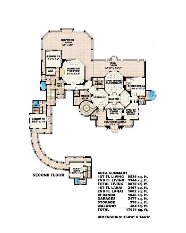 Mediterranean Floor Plan - Upper Floor Plan #27-278