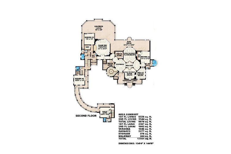 Mediterranean Style House Plan - 6 Beds 6.5 Baths 9870 Sq/Ft Plan #27 ...