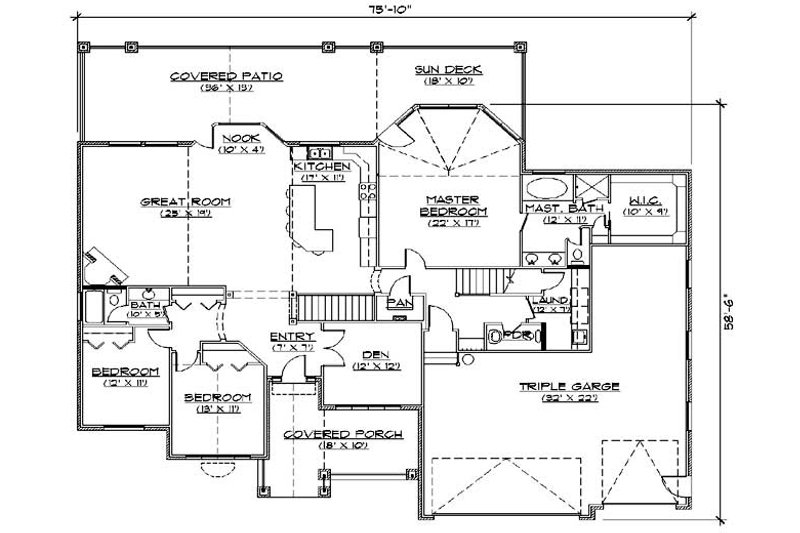Home Plan - Floor Plan - Main Floor for European House Plan #5-376 - 5 bed, 3.5 bath