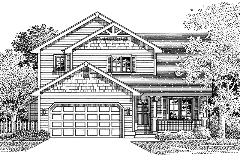 House Blueprint - Craftsman Exterior - Front Elevation Plan #53-577