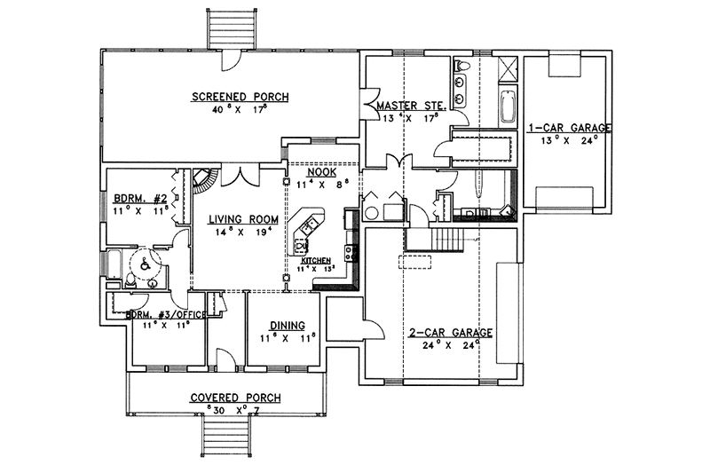 Architectural House Design - Floor Plan - Main Floor for Country House Plan #117-819 - 3 bed, 2 bath