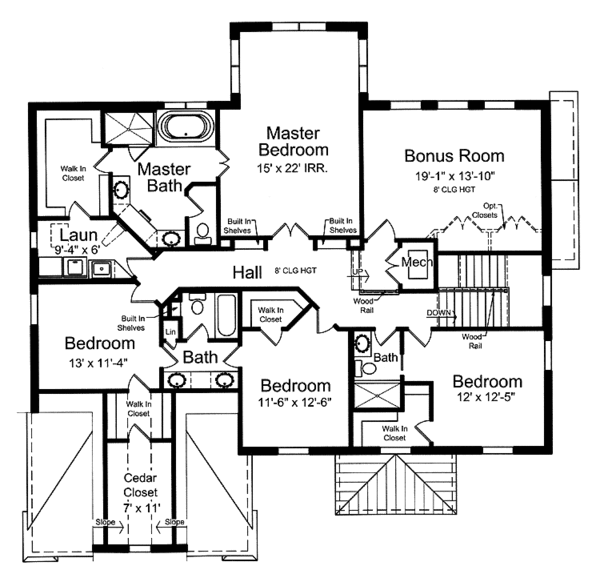 House Blueprint - Classical Floor Plan - Upper Floor Plan #46-823